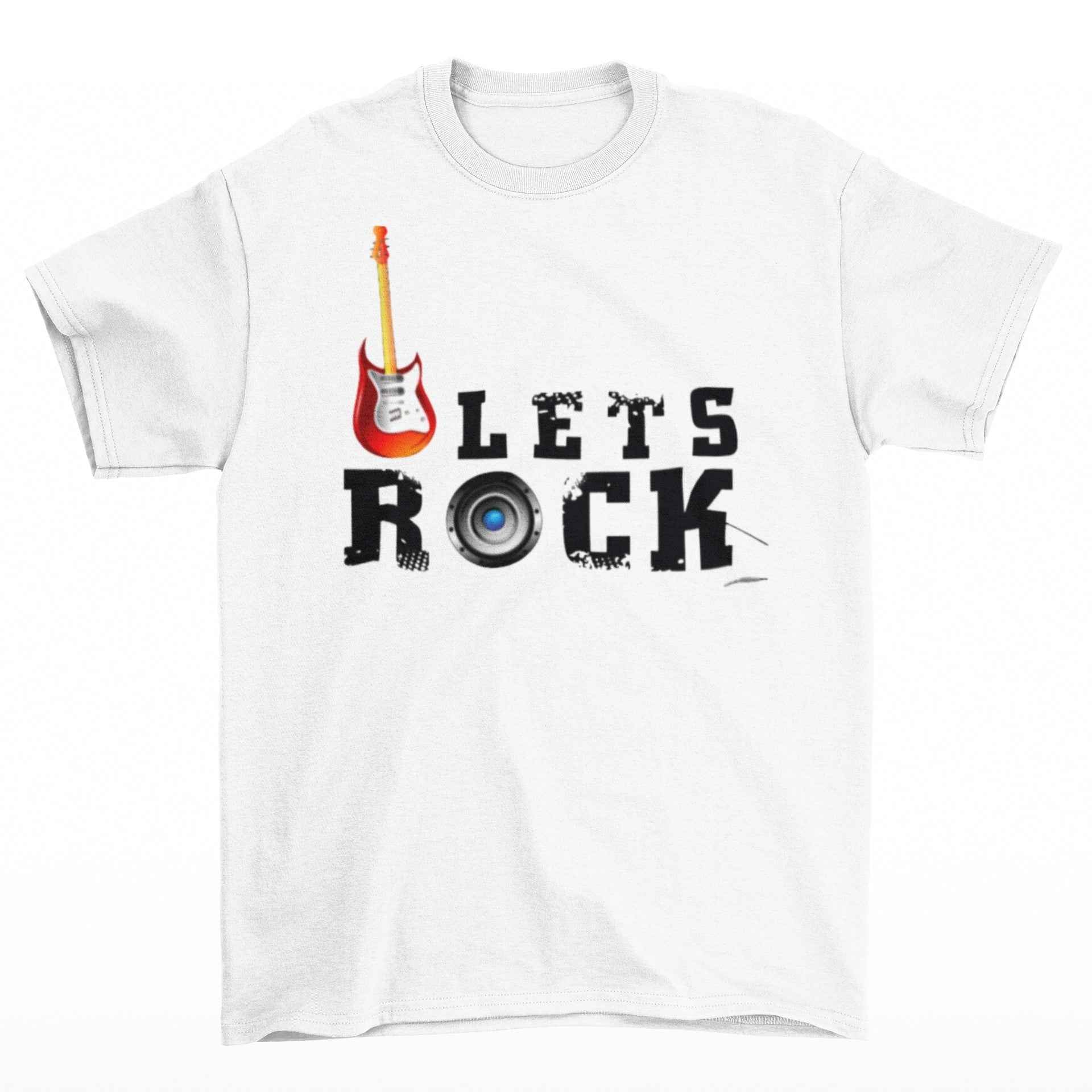 Let's Rock Custom Design Toddler T-Shirt, Music Theme Guitar Print Tee