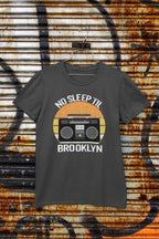No Sleep Til Brooklyn T-Shirt, Retro Boombox Design, Custom Graphic Tee