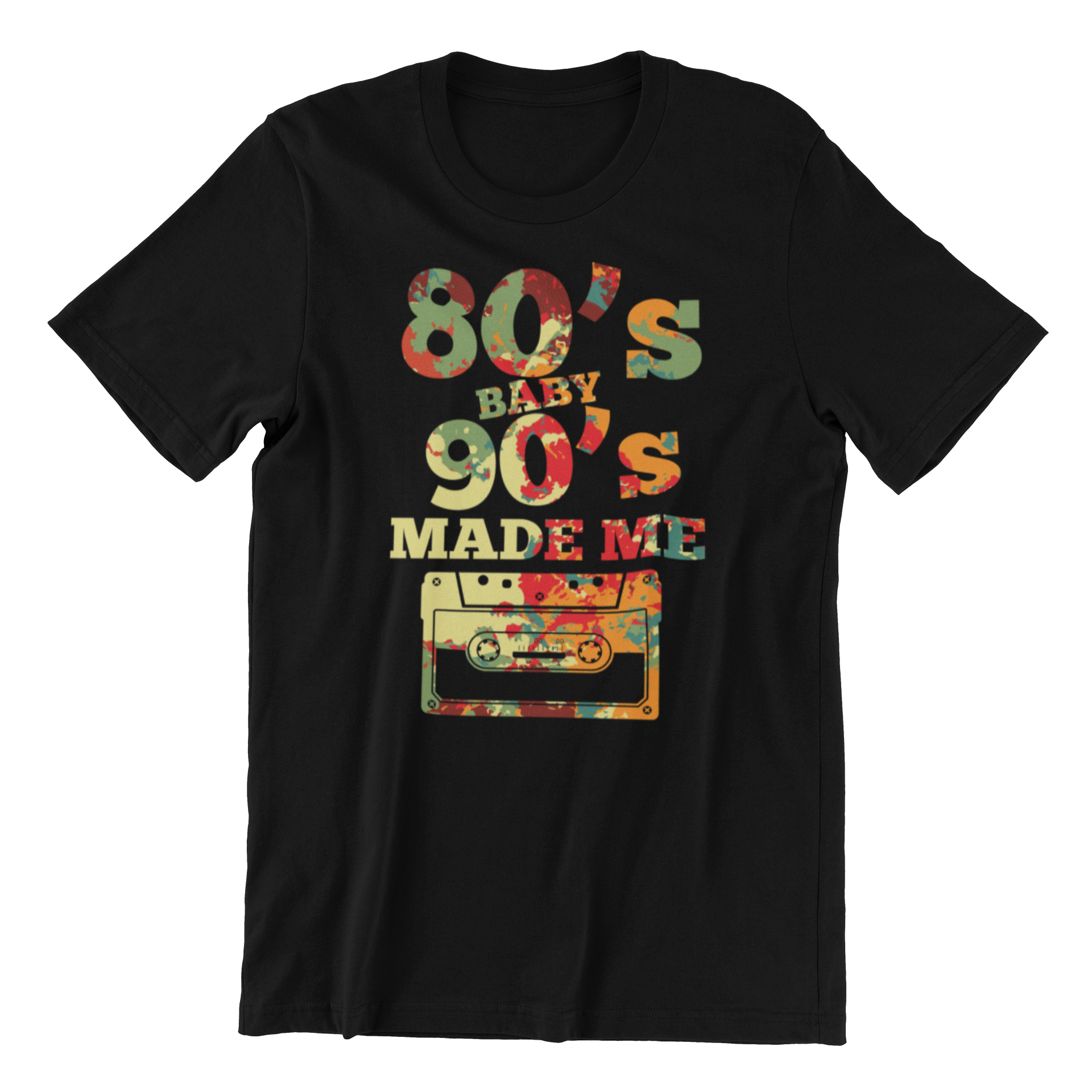 80s Baby 90s Made Me Retro Graphic T-Shirt, Black