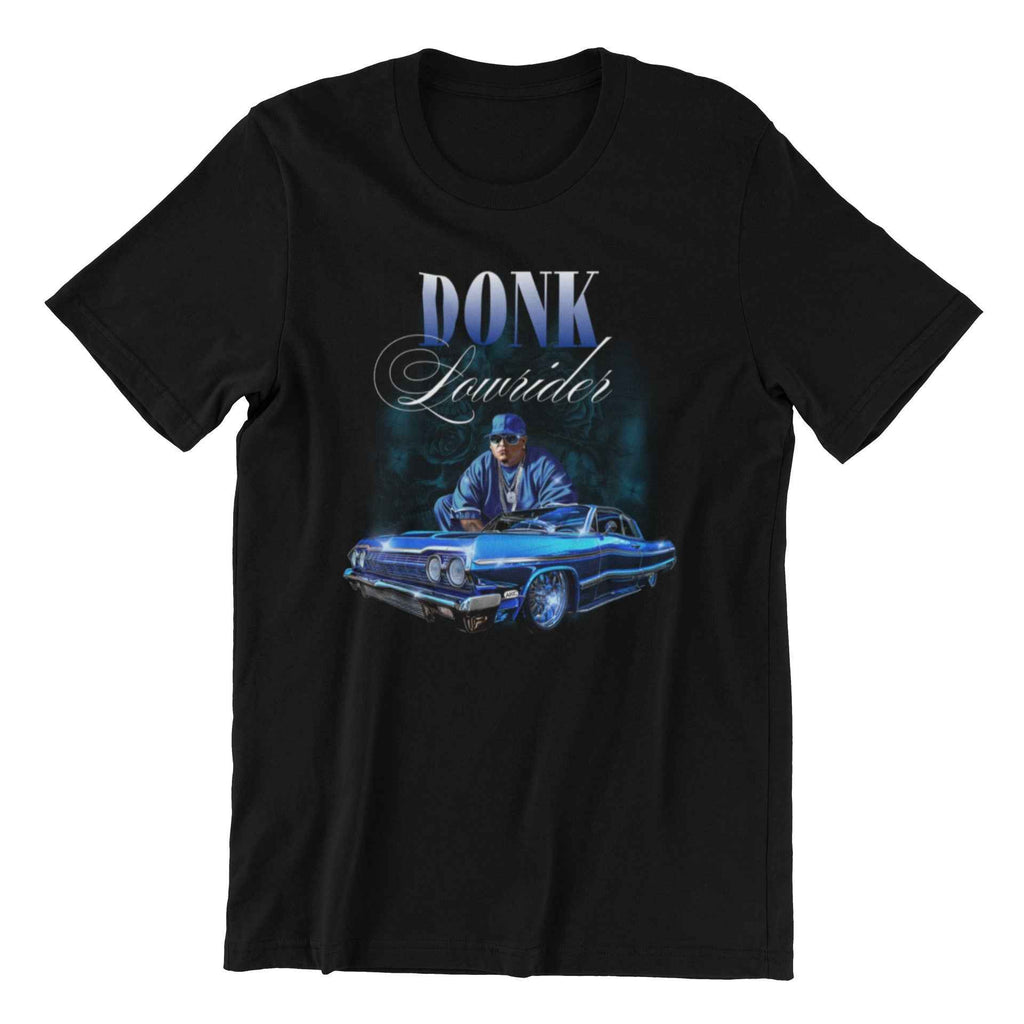 Donk Classic Car T-Shirt Black, Custom Blue Design