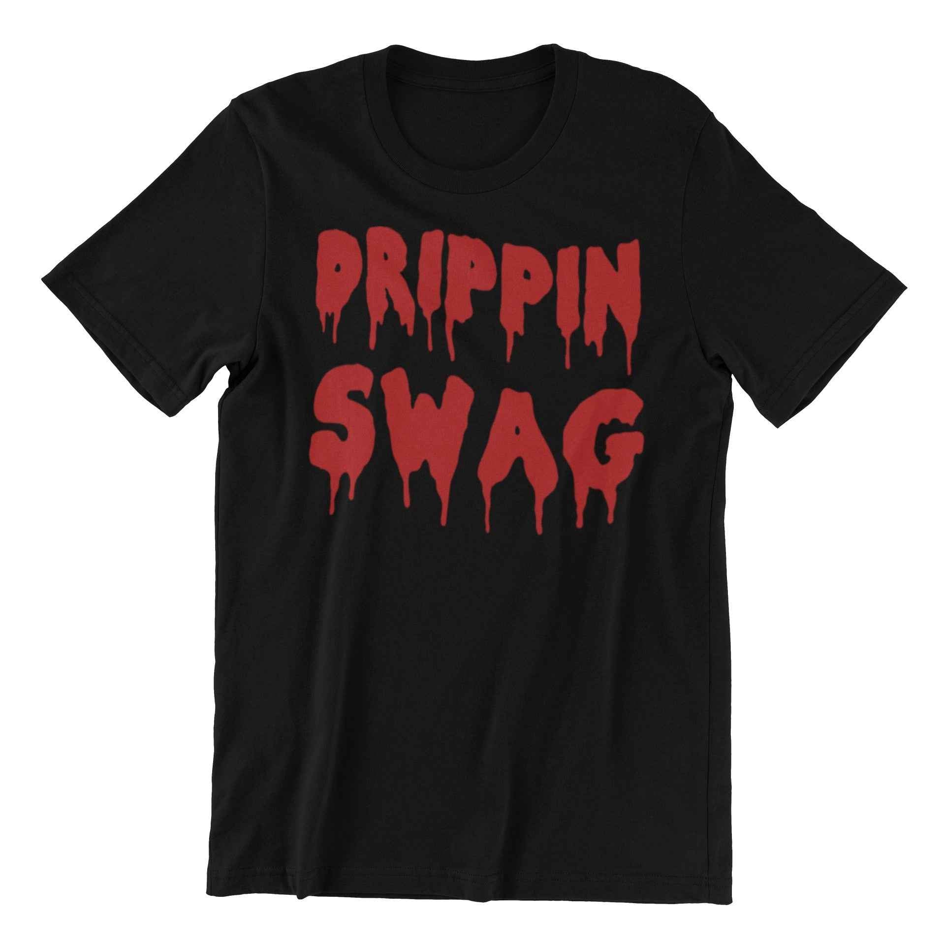 Dripping Swag T-Shirt, Black with Red Drip Text Design, Adult Unisex XL