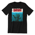 Bruh Funny Cat Meme Graphic T-Shirt, Black Cotton, Unisex, Size 2XL