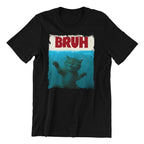 Bruh Funny Cat Meme Graphic T-Shirt, Black Cotton, Unisex, Size 2XL