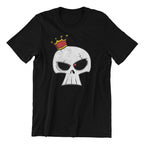 Skull Crown Graphic T-Shirt, Black Cotton, Vintage Style Design