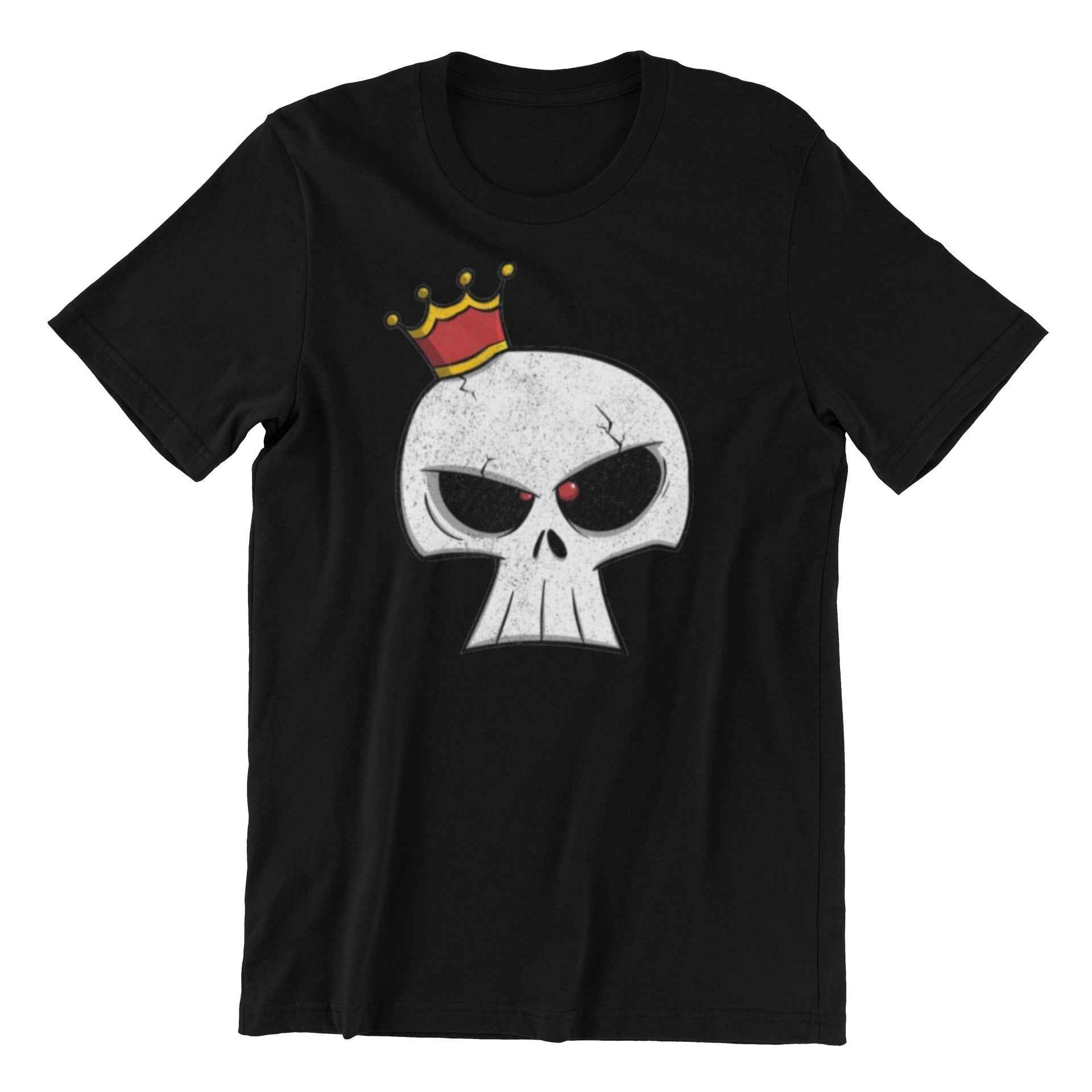 Skull Crown Graphic T-Shirt, Black Cotton, Vintage Style Design