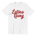Latino Gang Custom Retro Design T-Shirt, Black with Red Text, Short Sleeve Graphic Tee