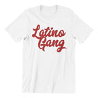 Latino Gang Custom Retro Design T-Shirt, Black with Red Text, Short Sleeve Graphic Tee