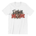 Football Mom T-Shirt, Size L, White Cotton, Polka Dot Design, Leopard Print Accent