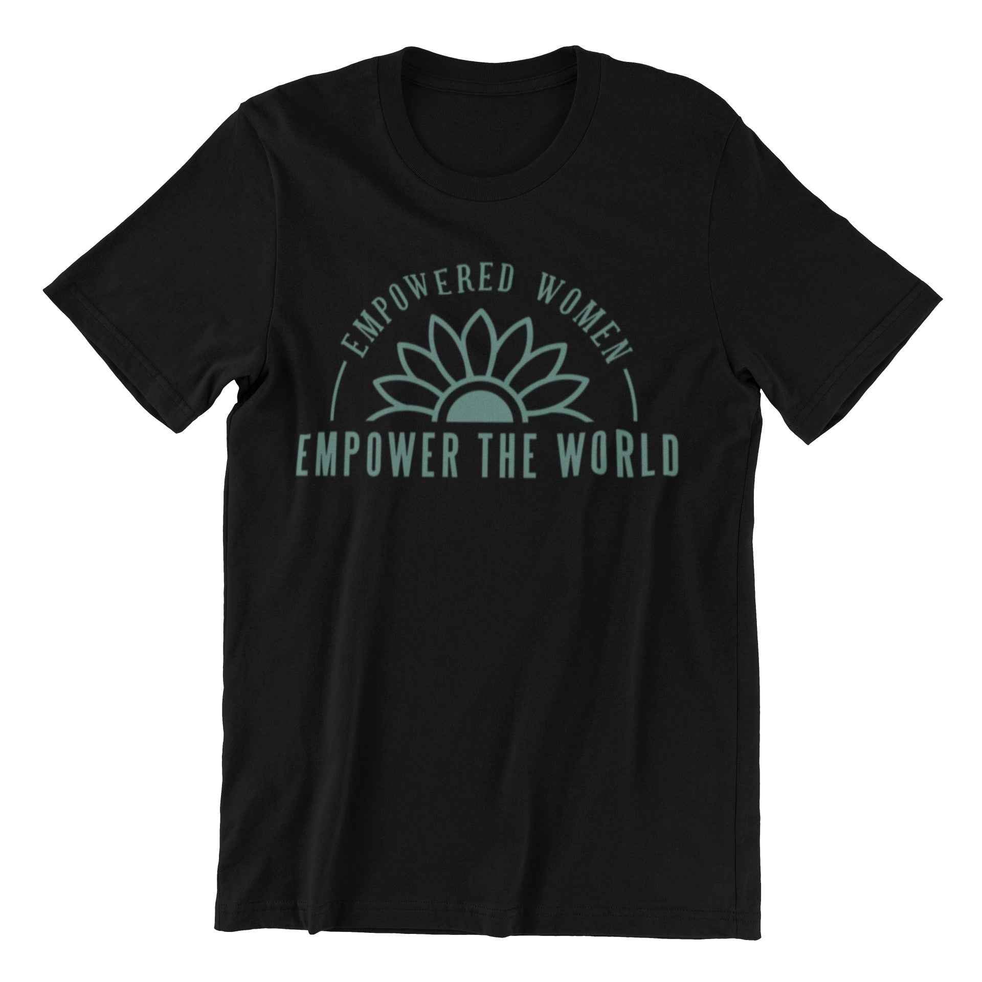 Empowered Women T-Shirt, Black Cotton, Inspirational Graphic Design, Size S