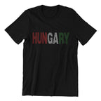Hungarian Pride T-Shirt, Black Cotton, Striped Font Design