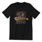 Duty is Calling Graphic T-Shirt Black, Tactical Soldier Design with Orange Print