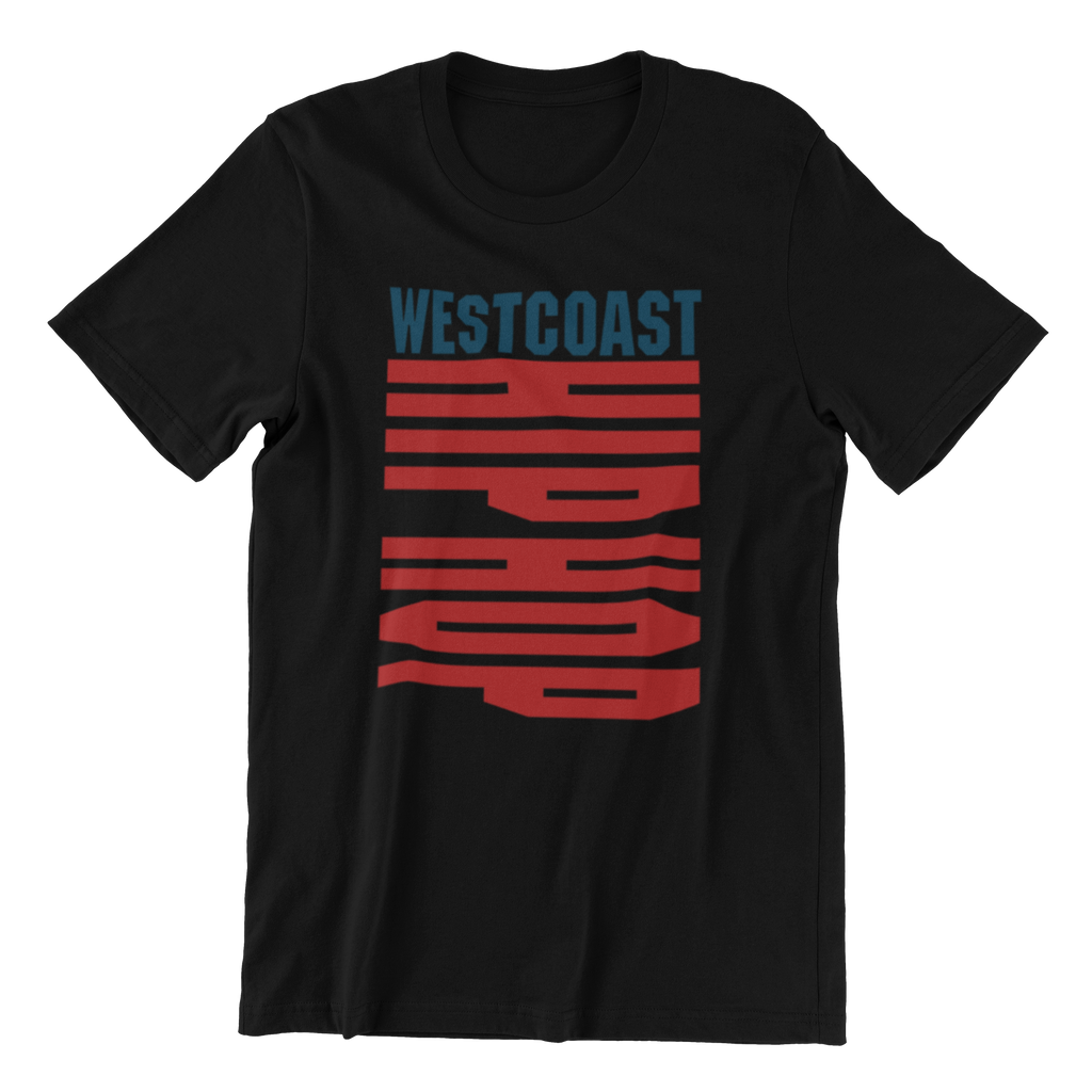 Westcoast Hip Hop Graphic T-Shirt, Black, Red and Blue Design
