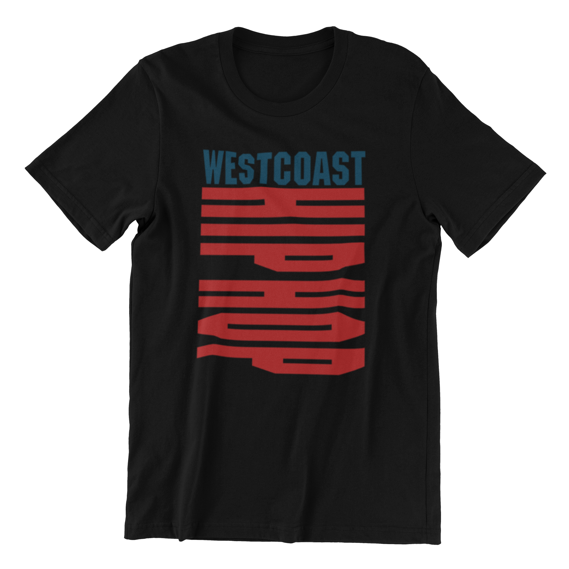 Westcoast Hip Hop Graphic T-Shirt, Black, Red and Blue Design