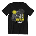 Broken Heart World Graphic T-Shirt, Black Cotton, Vintage Style (US, Alpha, X-Large, Regular, Regular, Black)