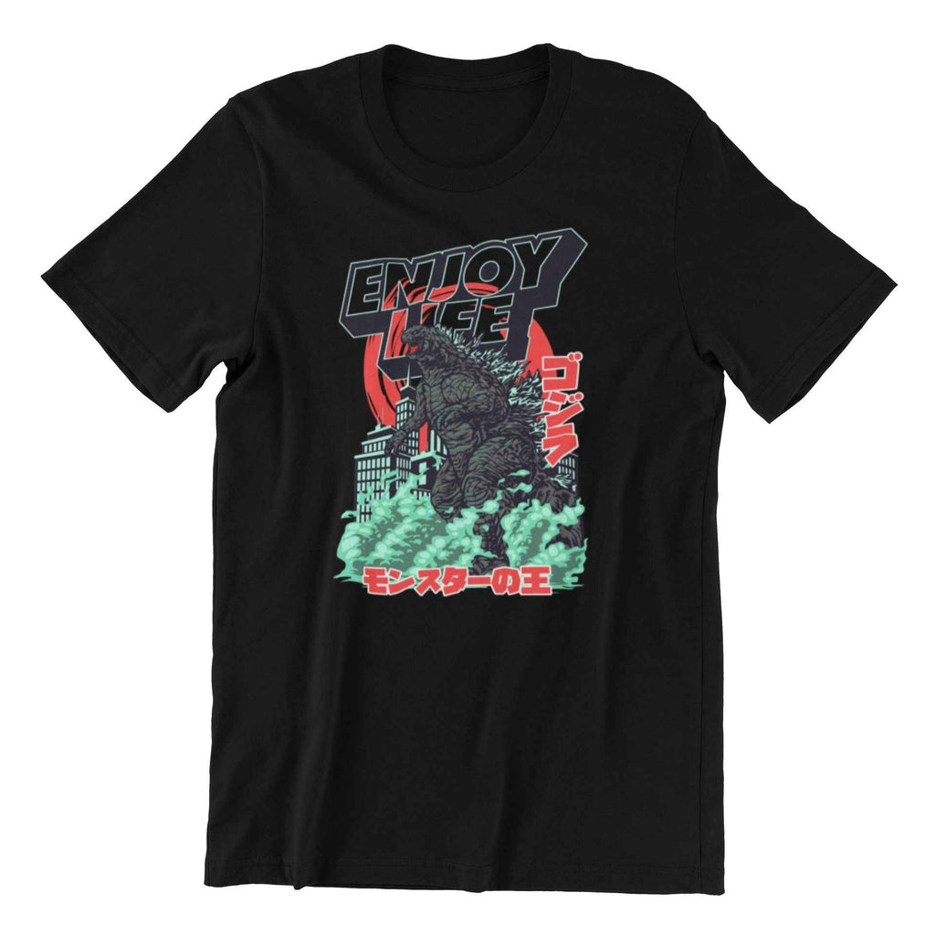 Monster Graphic T-Shirt, Black Cotton, Cinematic Design