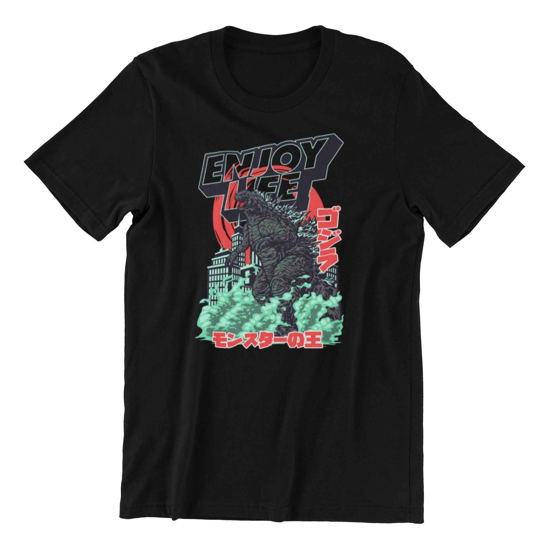Monster Graphic T-Shirt, Black Cotton, Cinematic Design
