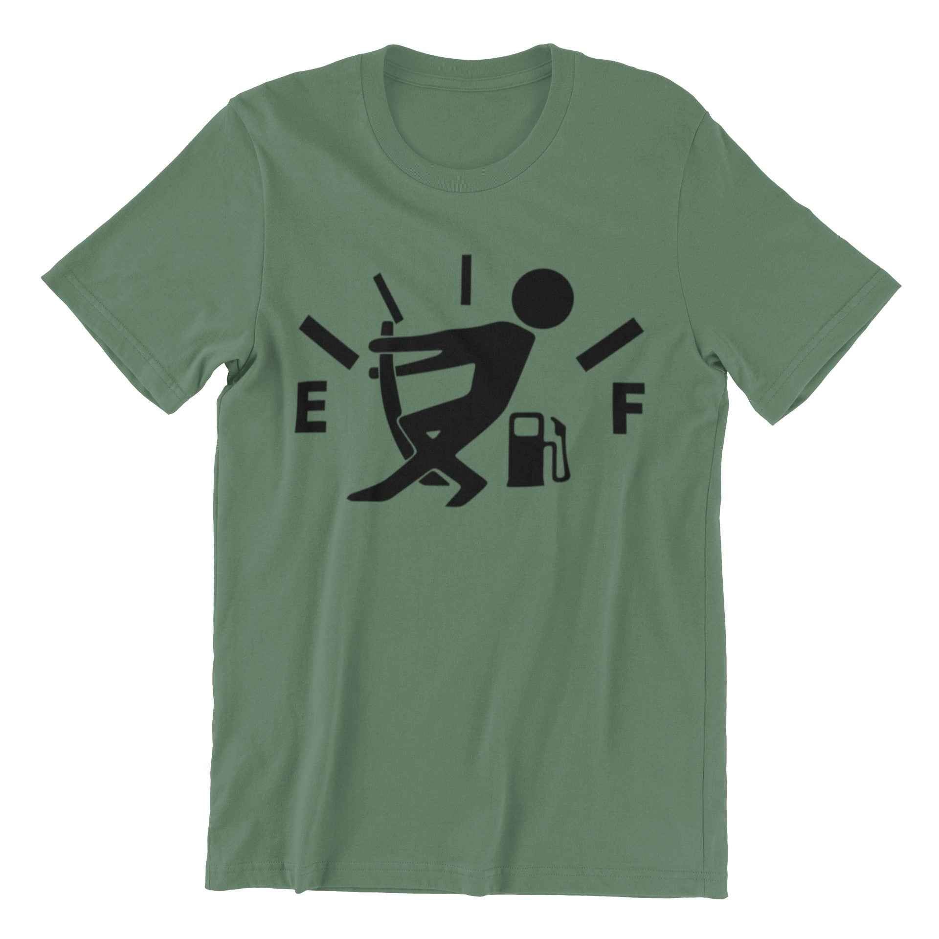 Funny Gas Gauge Graphic T-Shirt, Green or White