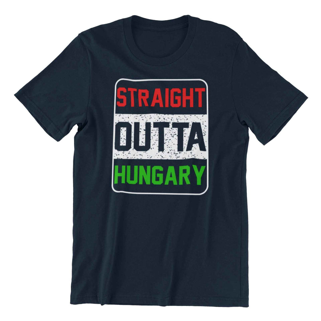 Straight Outta Hungary T-Shirt, Navy Blue, Adult Graphic Tee