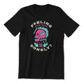 Feeling Bonely Punk Skull T-Shirt, Black, Pink and Turquoise Graphic Design, Size M