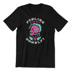 Feeling Bonely Punk Skull T-Shirt, Black, Pink and Turquoise Graphic Design, Size M