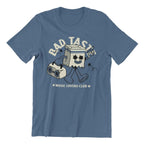Bad Taste Music Lovers Club T-Shirt, Cotton Crew Neck, Size Medium, Indigo Blue