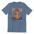 Fresh Urban Hip-Hop Graphic T-Shirt, Retro Design, Indigo Blue, Size L