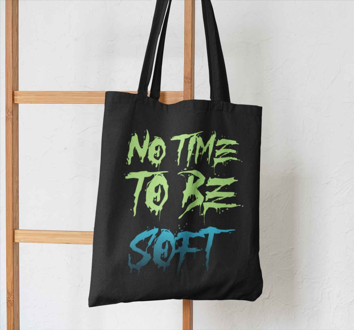 No Time Black Canvas Tote Bag, Motivational Quote Design