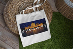 Hungary Souvenir Canvas Tote Bag, White, Parliament Building Design