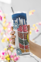 Besties Skinny Tumbler with Lid and Straw, Colorful Best Friends Gift