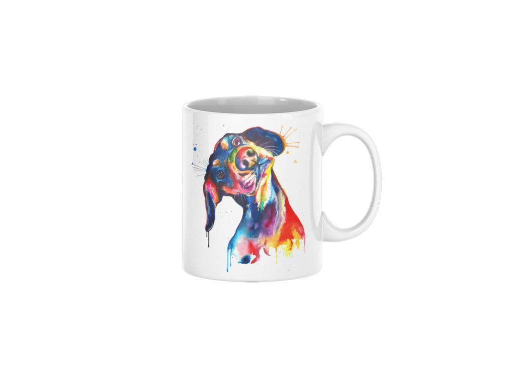 Mug with a colorful bear design on a white background