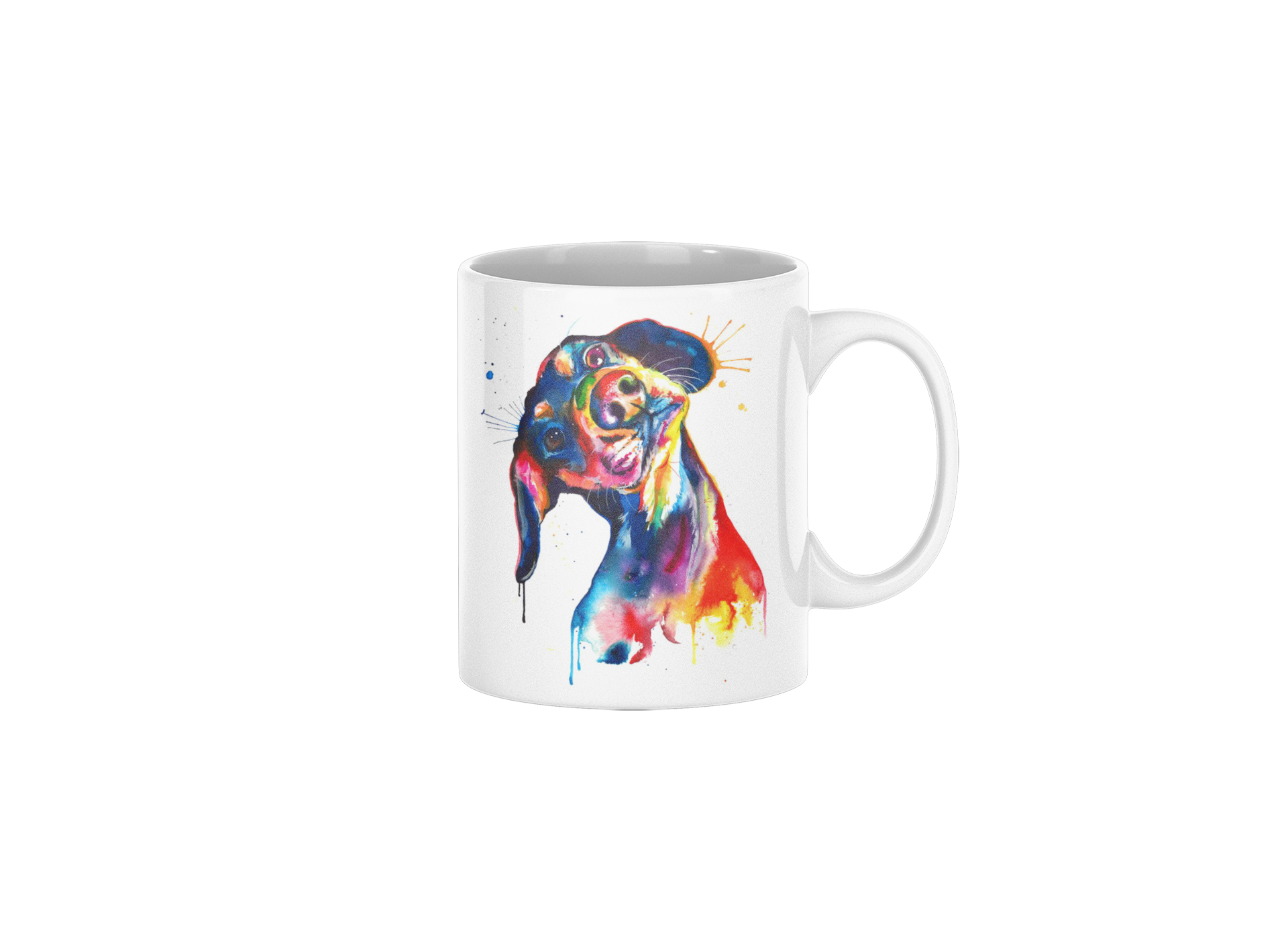 Mug with a colorful bear design on a white background