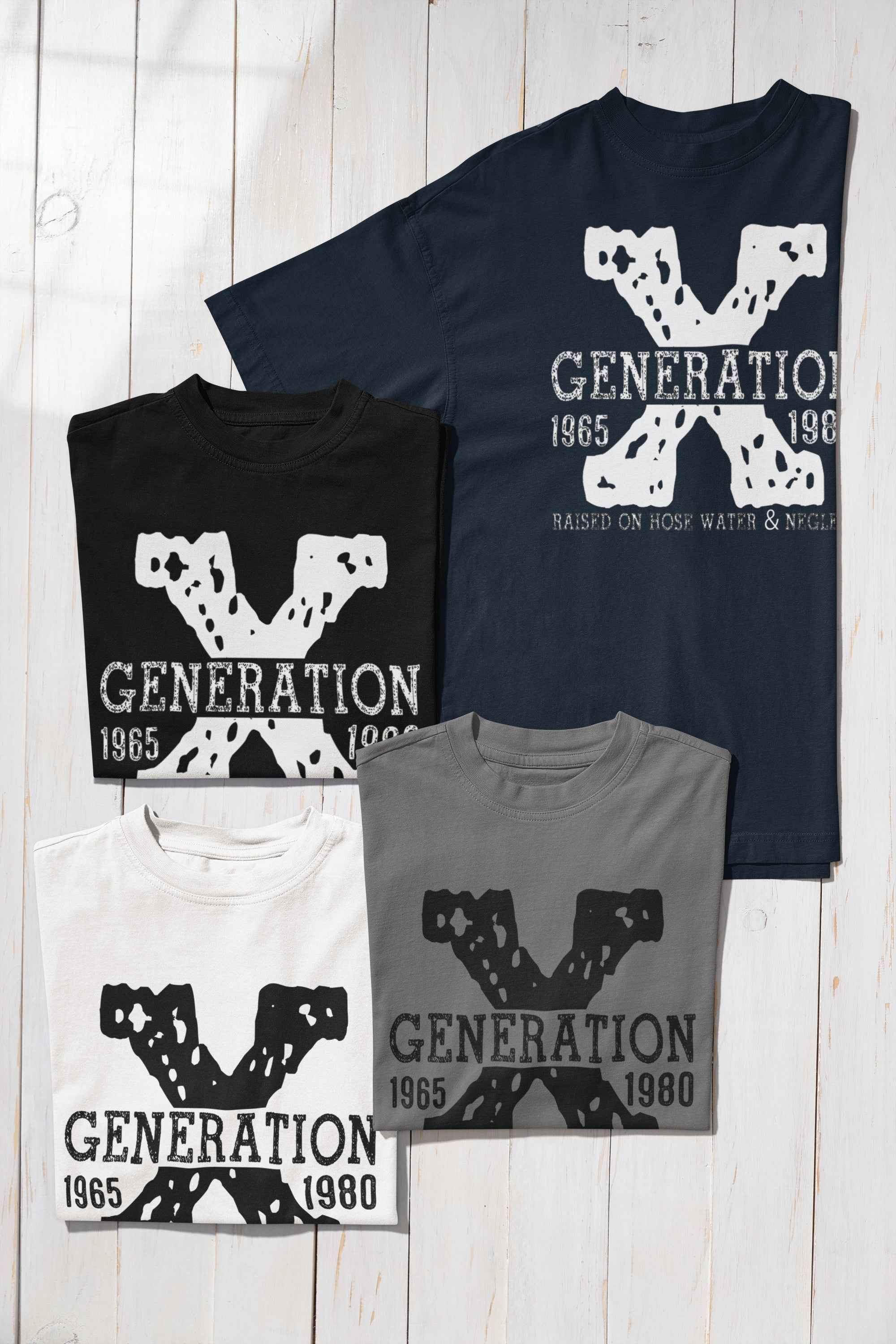 Generation X Graphic T-Shirt, 1965-1980 Nostalgic Print, Front and Back Design