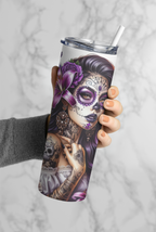 Purple Day of the dead 20 oz Stainless steel Skinny Tumbler