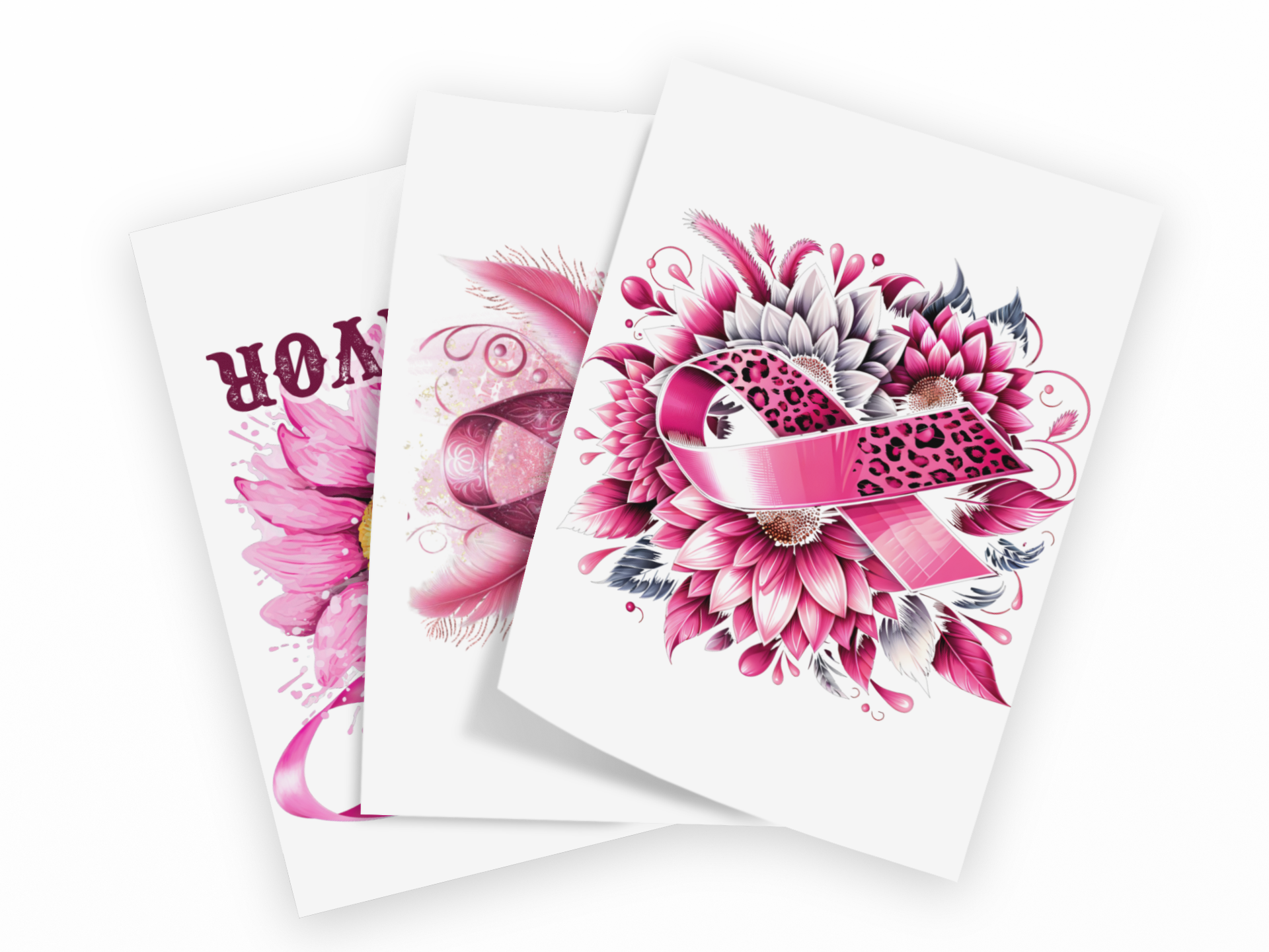 Cancer Survivor Sublimation Transfers 20 oz Straight Tumbler Wraps Set of 3 Ready to Press
