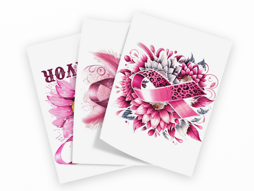 Cancer Survivor Sublimation Transfers 20 oz Straight Tumbler Wraps Set of 3 Ready to Press
