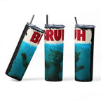 Bruh Cat Meme Insulated Tumbler, Stainless Steel Travel Cup with Lid and Straw