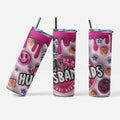 Funny Mama Stainless Steel Tumbler with Straw, 20 oz, Pink Drip Design with Skeleton, Smiley Face and Floral Graphics