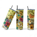 Let it Bee Custom Design Tumbler, Stainless Steel, 20 oz, Bee and Honeycomb Theme with Lid and Straw