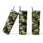 Camouflage Design Insulated Stainless Steel Tumbler with Lid and Straw, 20 oz