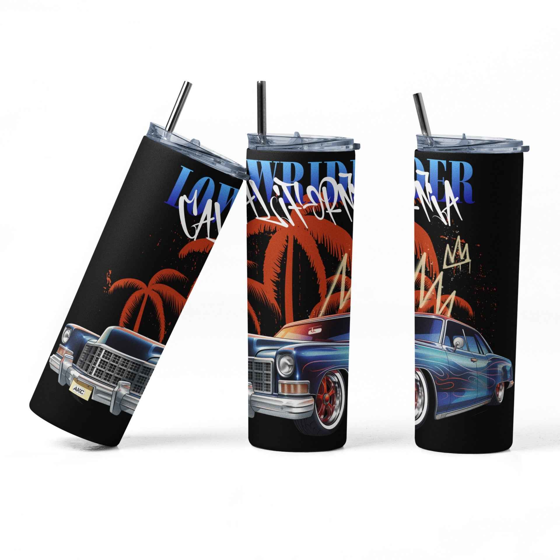 Classic Cars Design Stainless Steel Tumbler, 20oz Insulated, Black with Gradient Graphics