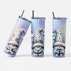 Winter Gnomes Stainless Steel Tumbler,20 oz Insulated Travel Mug with Lid and Straw, Holiday Design