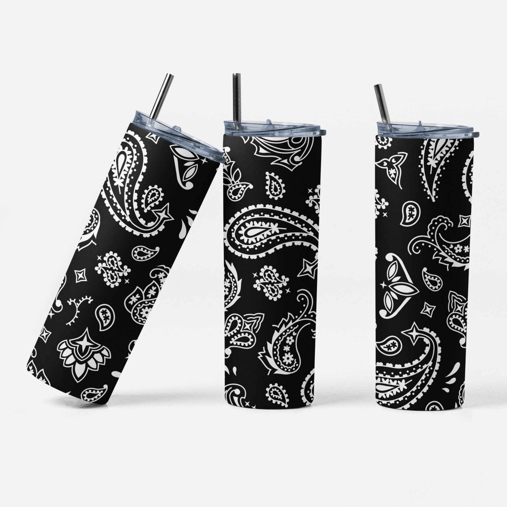Stainless Steel Tumbler with Bandana Pattern, 20 oz, Multiple Colors