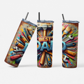 Three tumblers with tool-themed designs and 'Best Dad' text on a white background