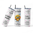 Motivational Bird Tumbler, 20 oz, Funny Quote Design with Cute Owl Art, White