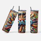 Best Dad Stainless Steel Tumbler, 20 oz Custom Tool Design, Double-wall Insulated Travel Cup with Lid