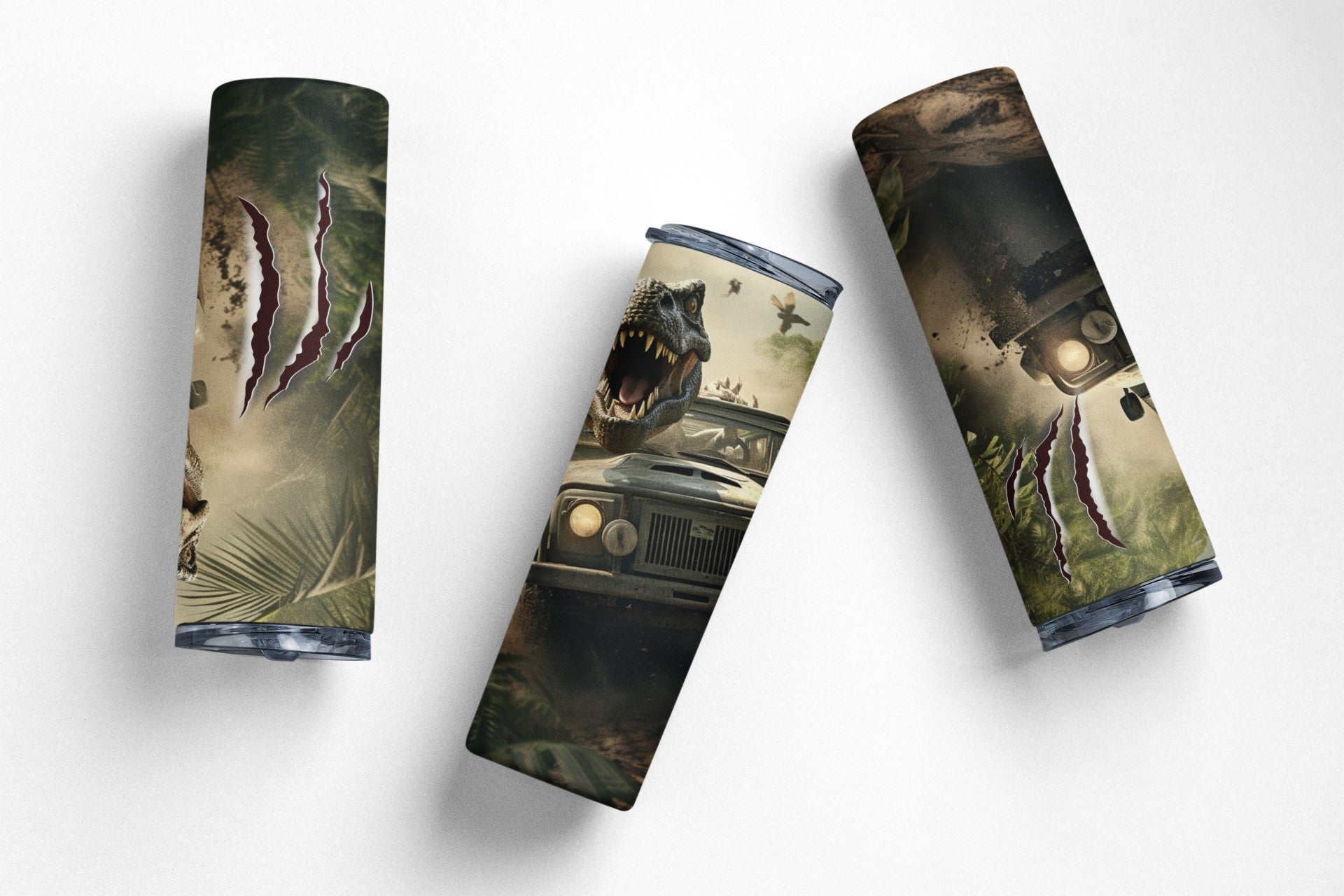 Adventure Ready Stainless Steel Tumbler with Dinosaur Design, 20 oz Insulated Travel Cup with Straw and Lid