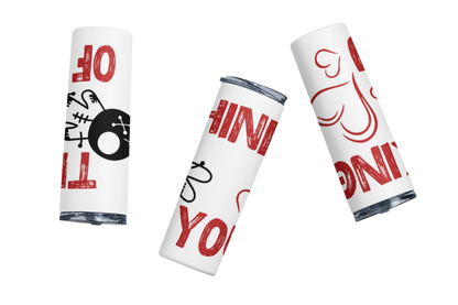 Thinking of You Funny 20 oz Stainless-Steel Tumbler - Durable Design, Straw & Lid Included, Hand-Wash Only, High-Grade Drinkware - Flasks