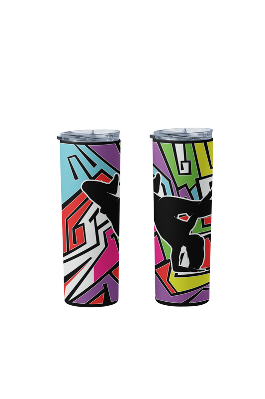Retro Break Dance 20 oz Stainless-Steel Tumbler - Durable, Stylish Drinkware with Straw & Lid Included - Flasks