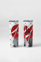 Valentine Gnome Stainless Steel Tumbler with Straw, Red Design, 20 oz Insulated Travel Cup