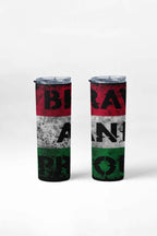 Hungarian Flag Design Tumbler, Brave and Proud Pattern, Red White Green Colors